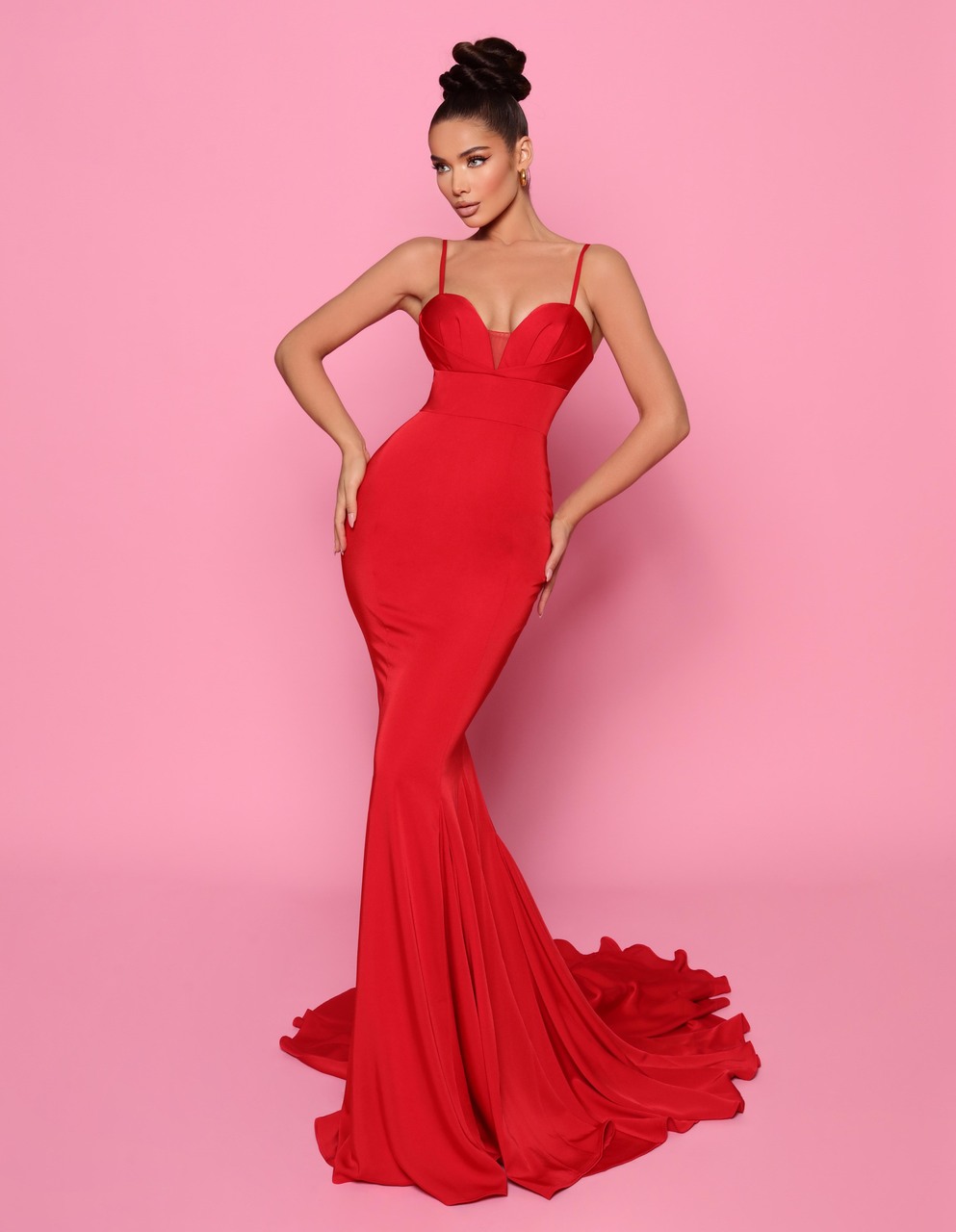 NICOLETTA NP146 GOWN Red Front View